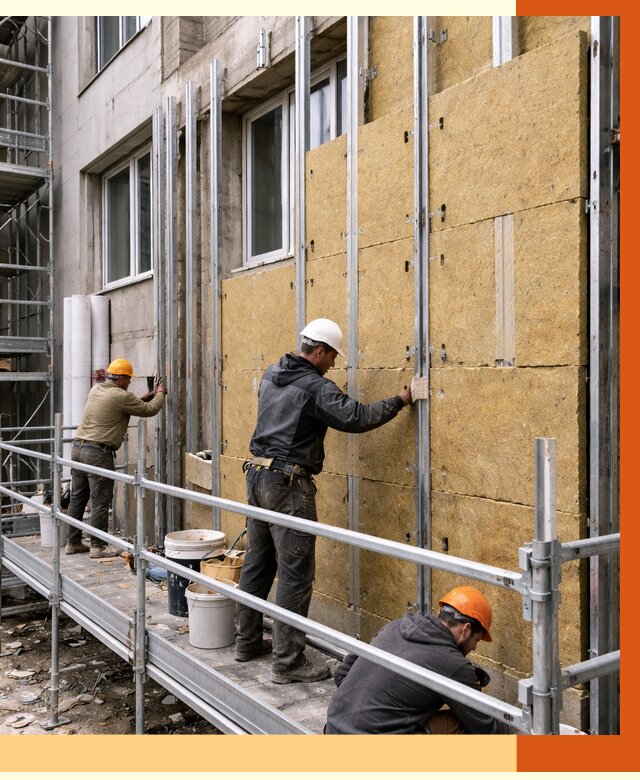 Утепление вентилируемого фасада в Пятигорске от 5753 руб/м2 — монтаж и утепление вентфасад | ТепломастерПтг