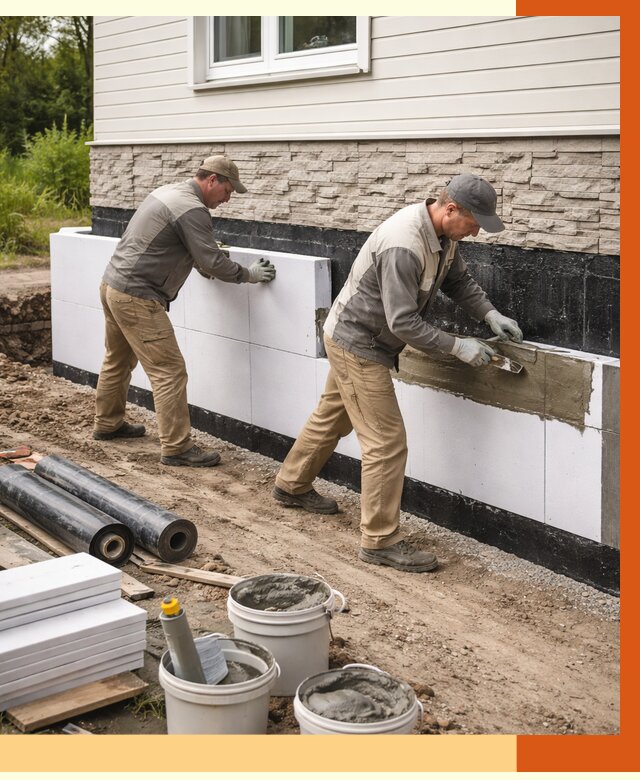 Утепление фундамента снаружи в Пятигорске от 4315 руб. за м² | ТепломастерПтг