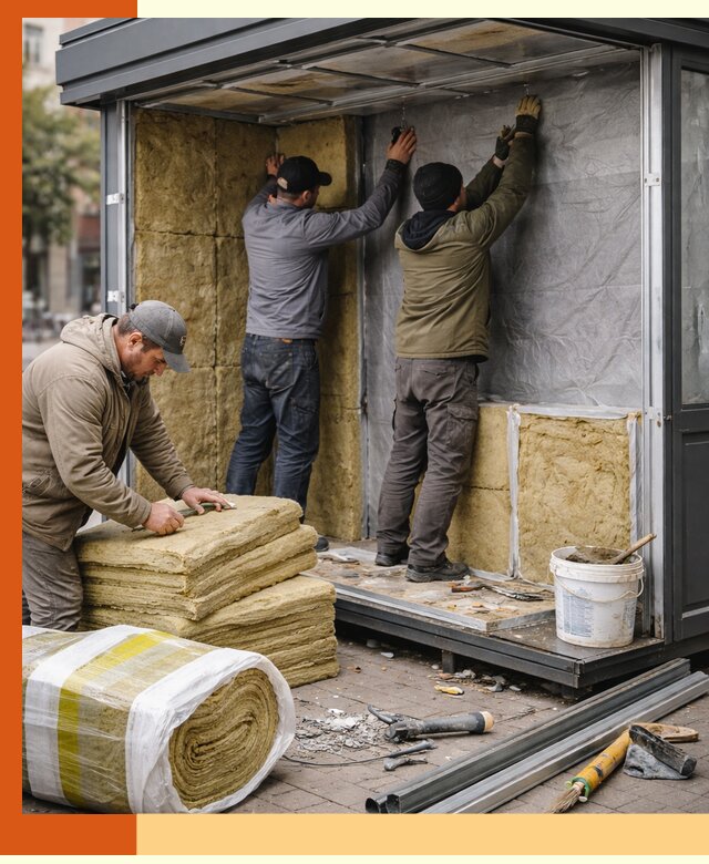 Утепление павильона шаурмы под ключ в Пятигорске