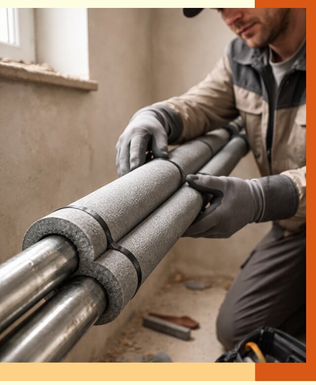 Утепление труб отопления в Пятигорске от 2928 руб. за м² — услуги под ключ | ТепломастерПтг