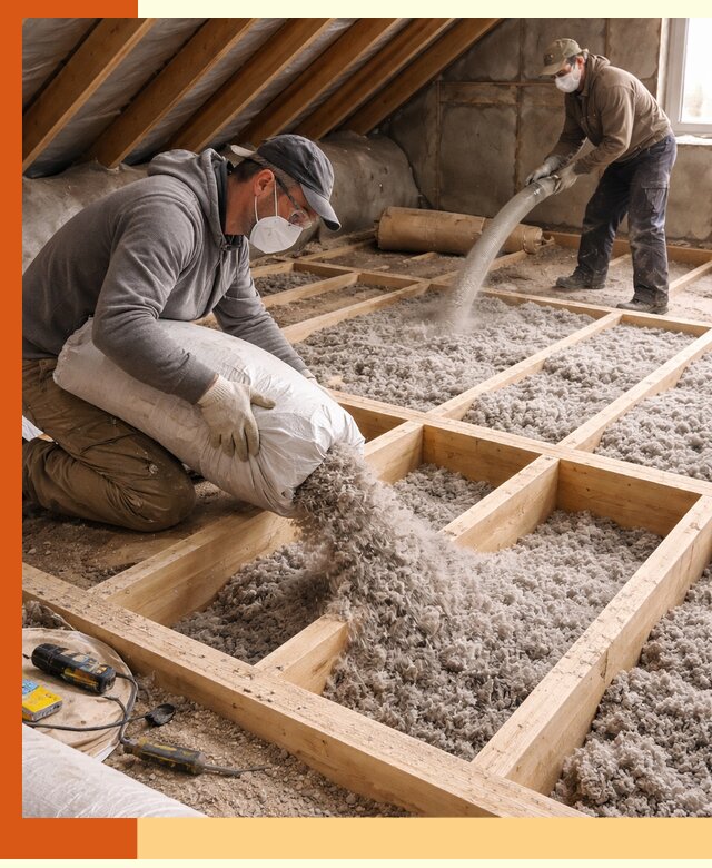 Заполнение полостей чердачного перекрытия в Пятигорске качественно и надёжно