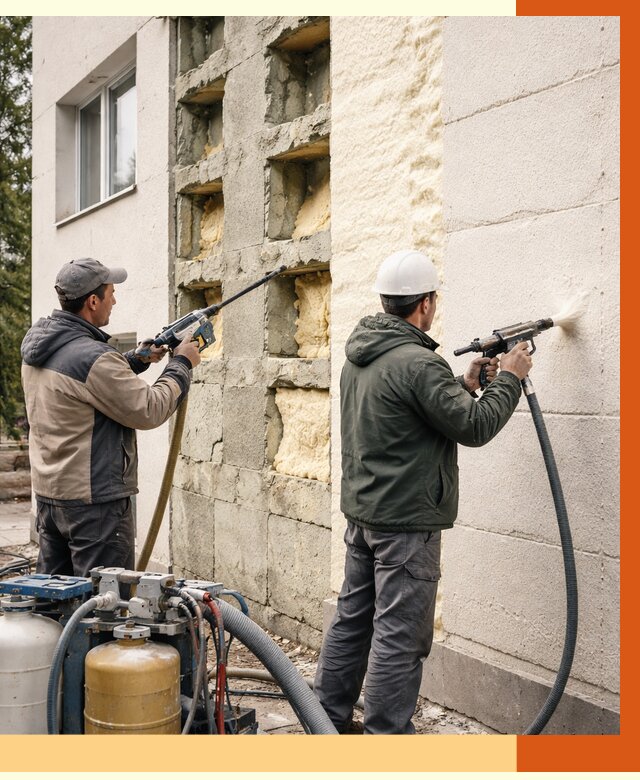 Заполнение пустот фасада в Пятигорске от 4623 руб. — утепление пустот облицовки | ТепломастерПтг