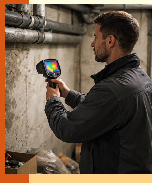 Тепловизионное обследование подвала в Пятигорске для поиска утечек тепла